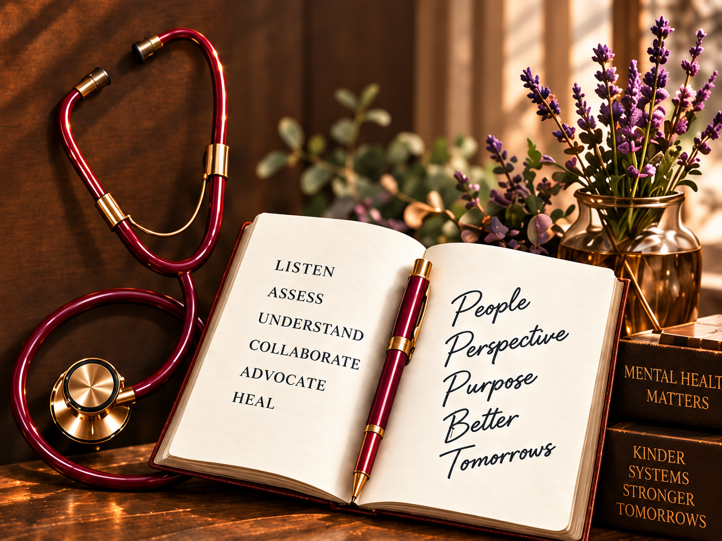 Stethoscope and an open nursing notebook